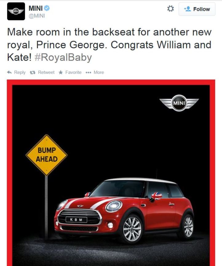 BMW Mini Royal Baby Tweet